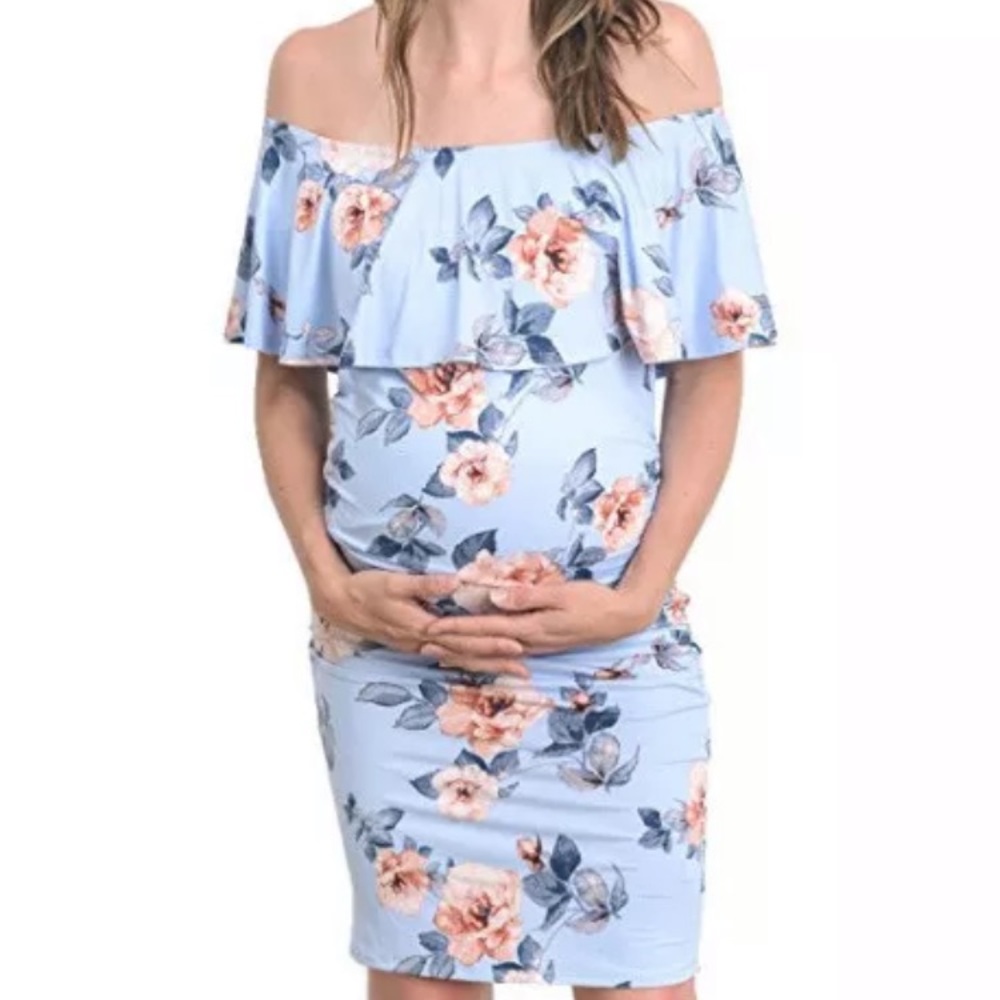 New Floral off the Shoulder Maternity Dress XL